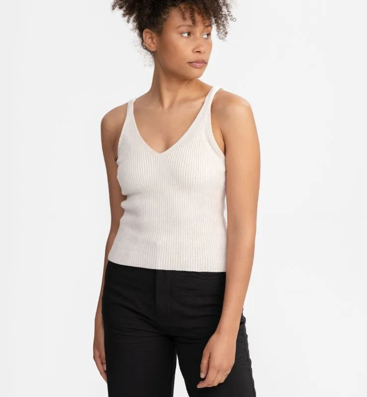 Casagin Top maglia a costine scollo V canotta cotone bio
