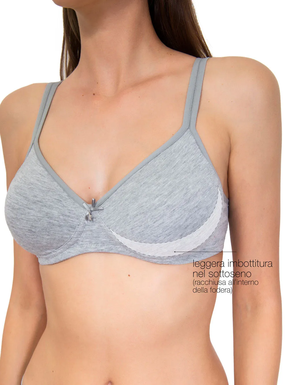Si'èLei Natural Cotton 1452 reggiseno grigio cotone bio