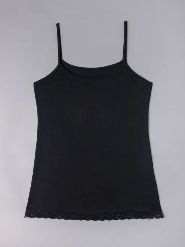 SièLei Natural Cotton 1432 canotta cotone bio nero pizzo