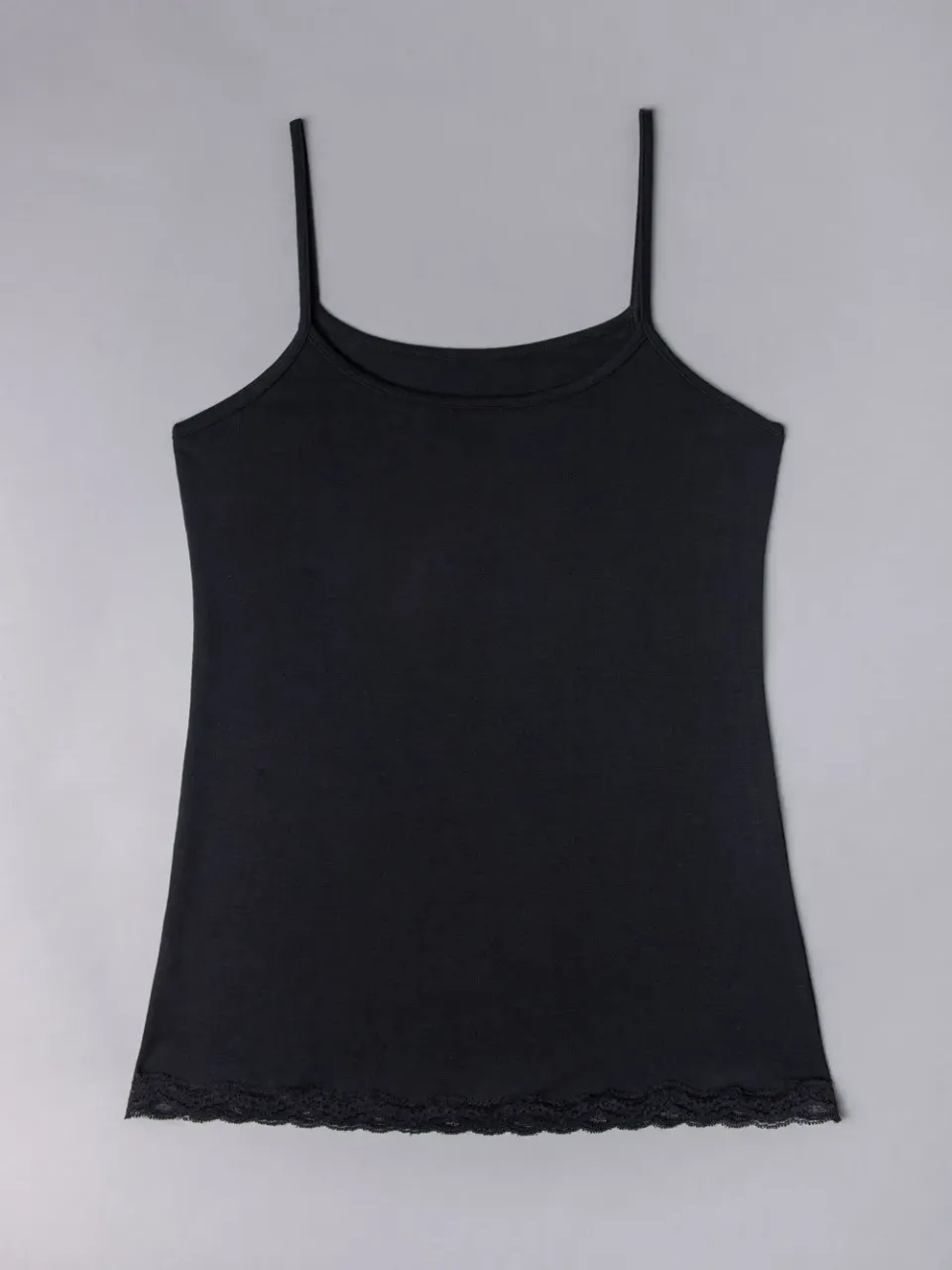 SièLei Natural Cotton 1432 canotta cotone bio nero pizzo