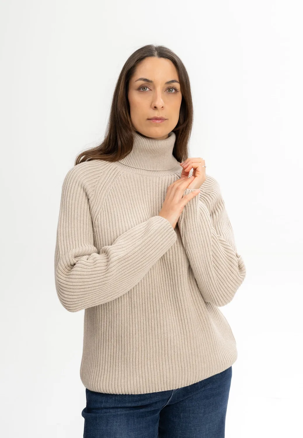 Casagin Maglione Collo Alto a Coste maglione cotone organico nero