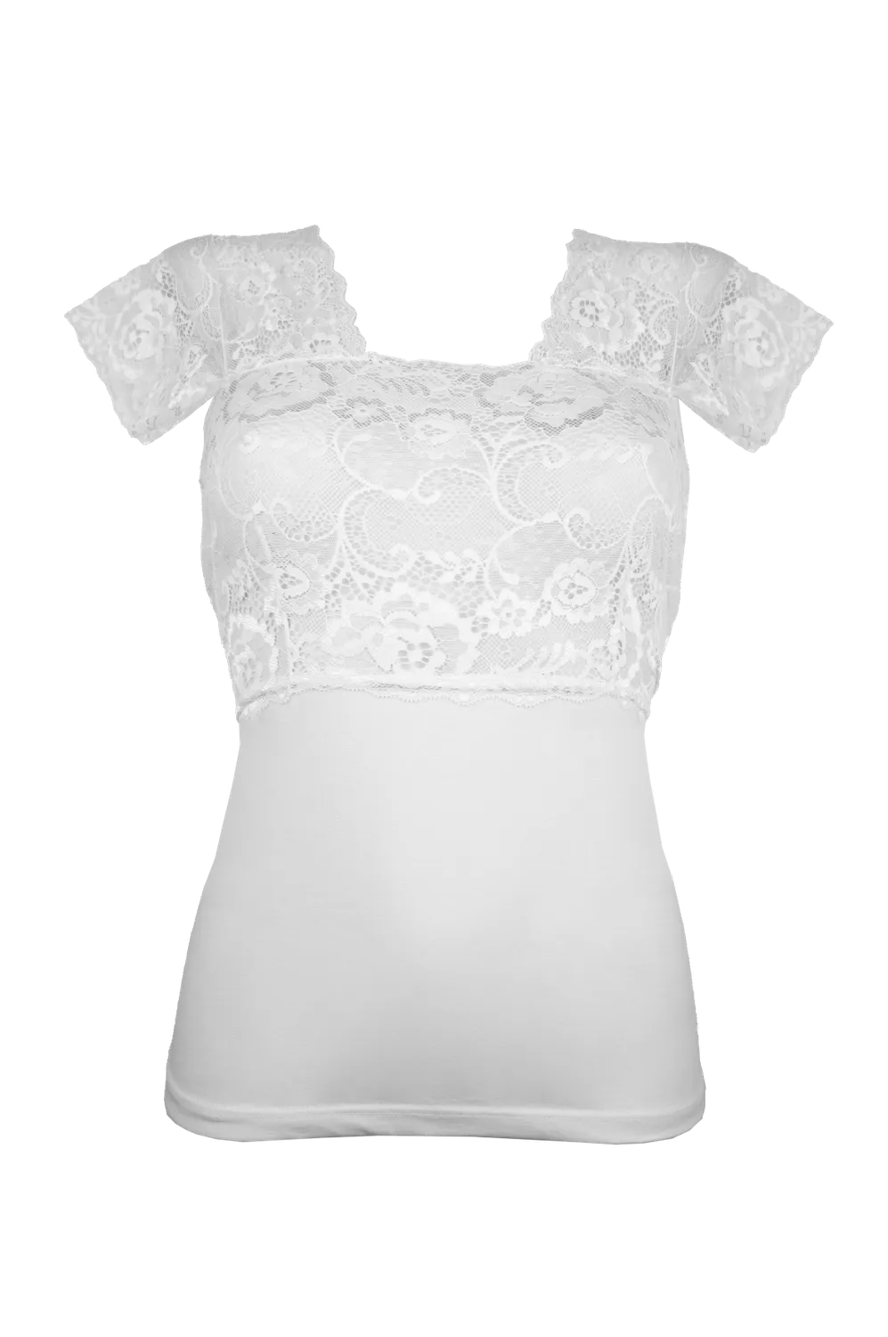 Rossoporpora Maglia Mezza Manica Cotone con Pizzo Nero