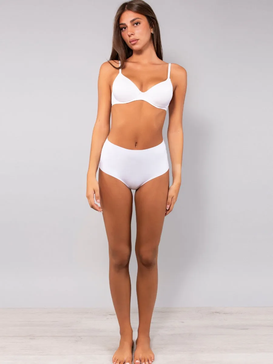 Si'èLei 5119 slip alto cotone bianco pizzo invisibile