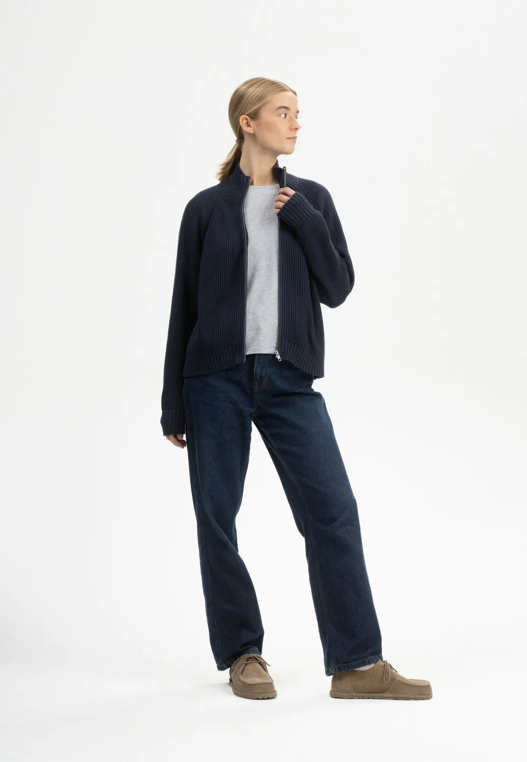 Casagin Cotone Biologico giacca maglia zip crema calda