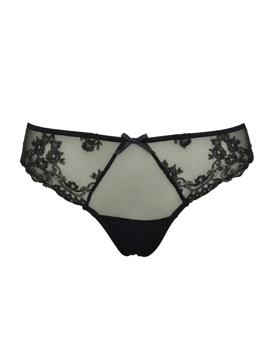 Si'èLei Glam 1943 Perizoma Tulle Ricamato Nero Invisibile
