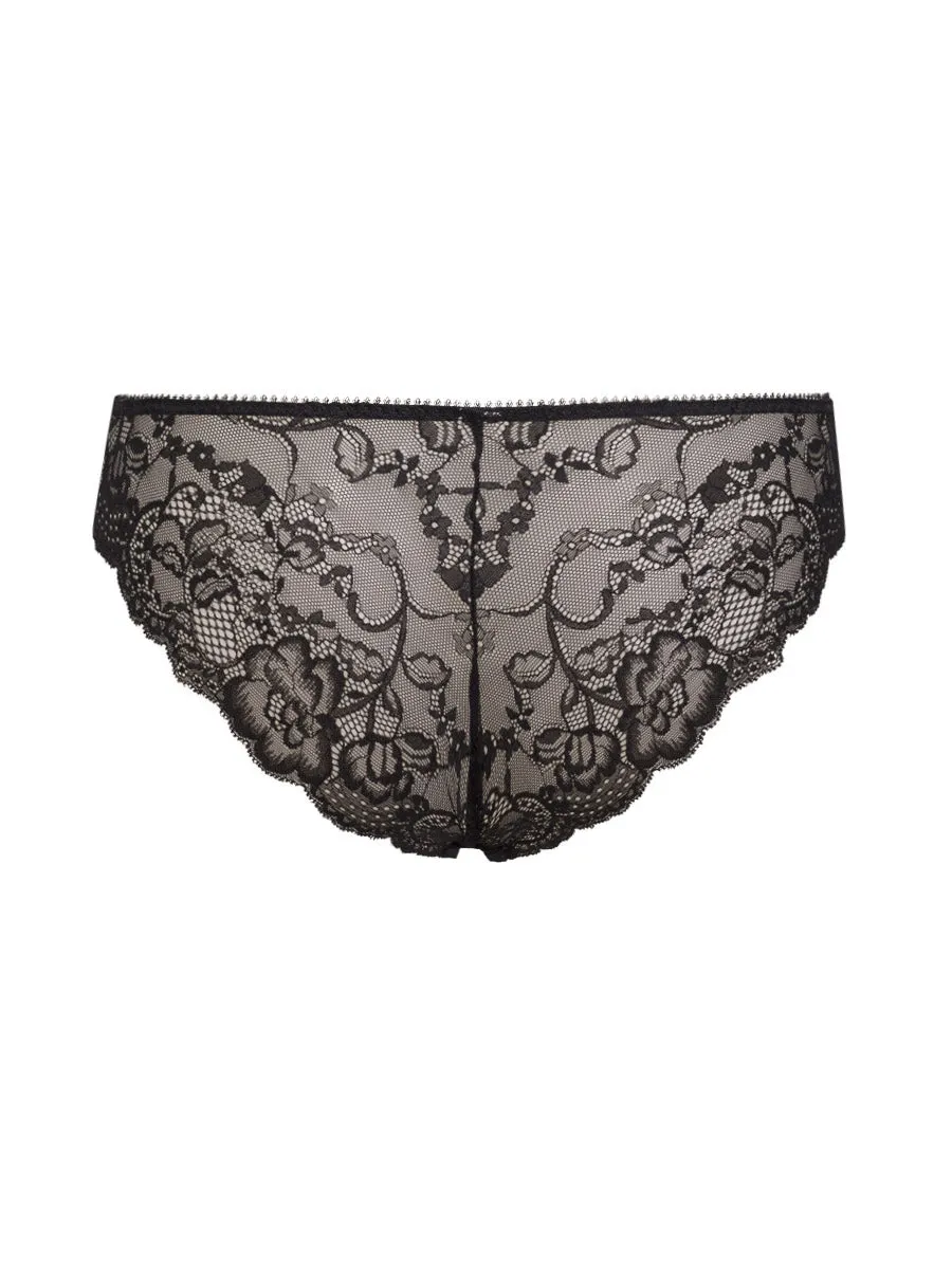 Si'èLei Pure Love 1975 Slip Pizzo Microfibra Nero