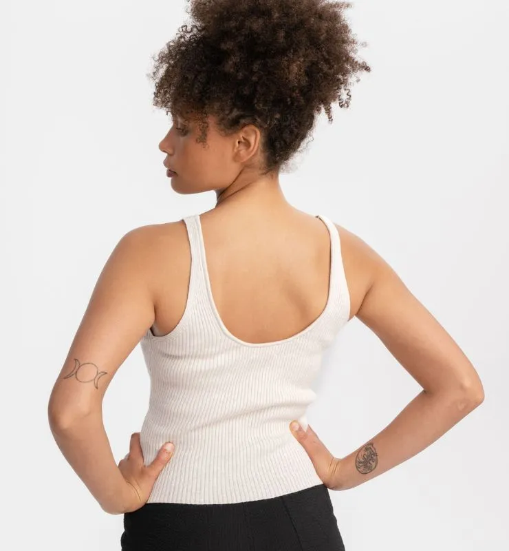 Casagin Top maglia a costine scollo V canotta cotone bio