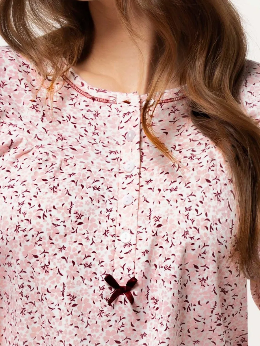 Si'èLei Petalia PT25 camicia notte cotone bordeaux