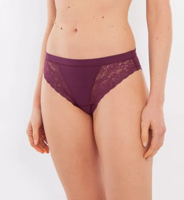 Casagin Slip tessuto naturale slip bordeaux pizzo eco