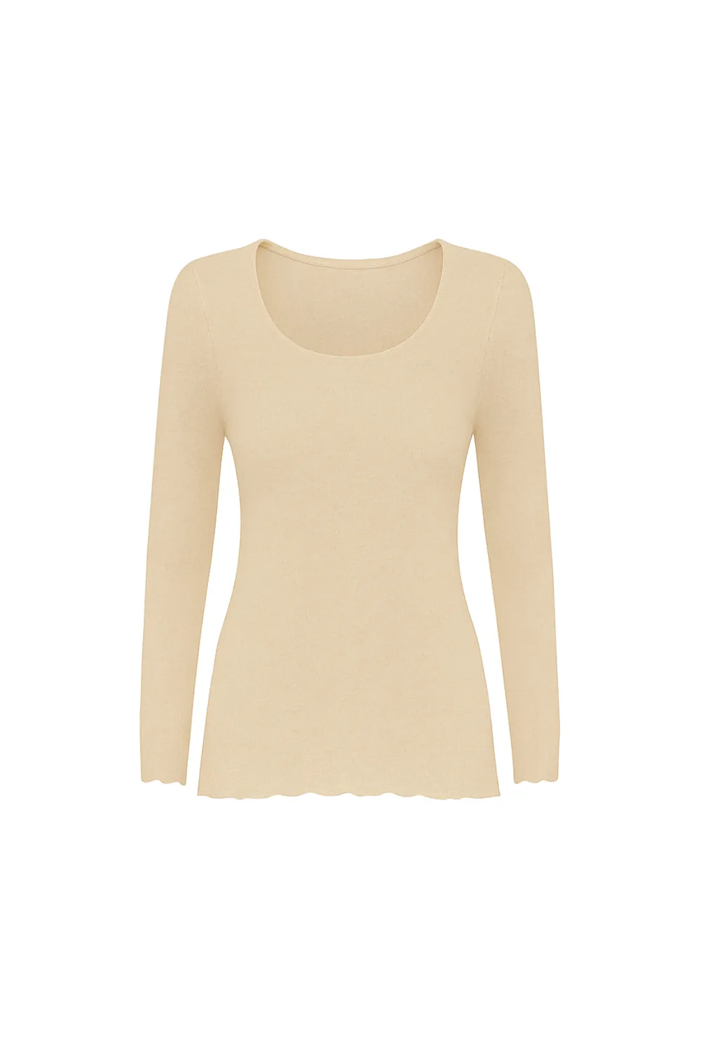 Rossoporpora Cashmere maglia scollo lollo beige manica lunga