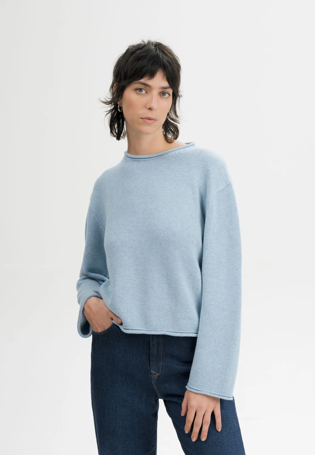 Casagin Maglia girocollo boxy cotone bio avorio medio