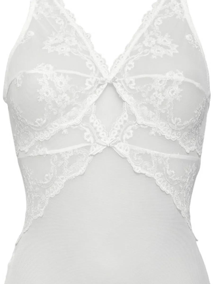 Si'èLei Glam 1954 body bianco latte tulle ricamato