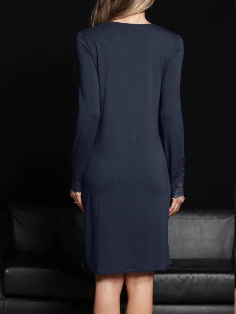 Si'èLei Verde Veronica QL25 camicia notte blu viscosa