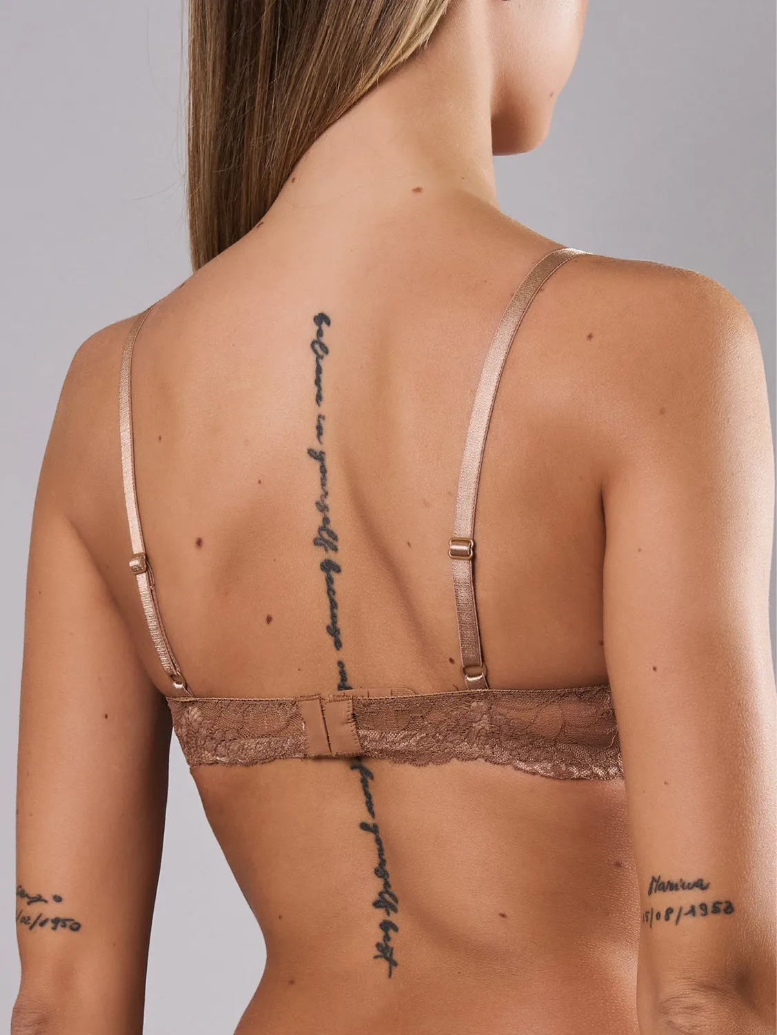 Si'èLei 8036 Reggiseno Imbottito Senza Ferretto Caramello in Pizzo