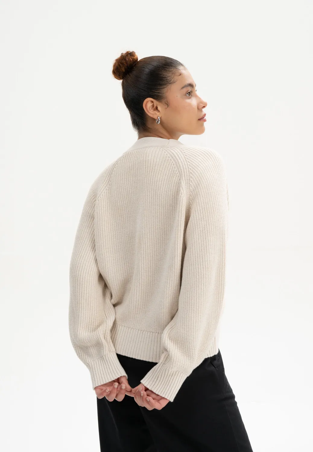 Casagin cardigan crema in cotone organico scollo V