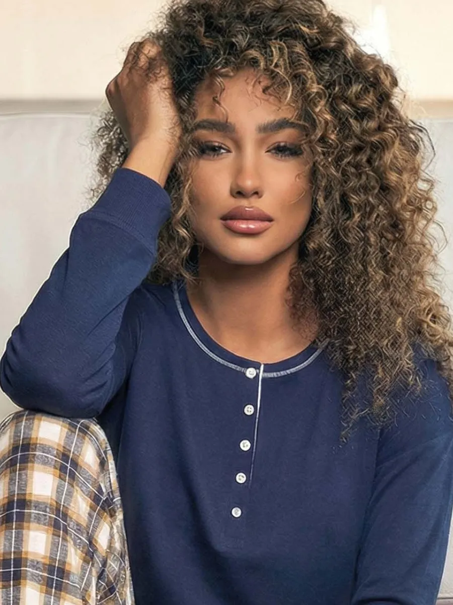 Si'èLei Clody CL15 pigiama cotone blu tartan