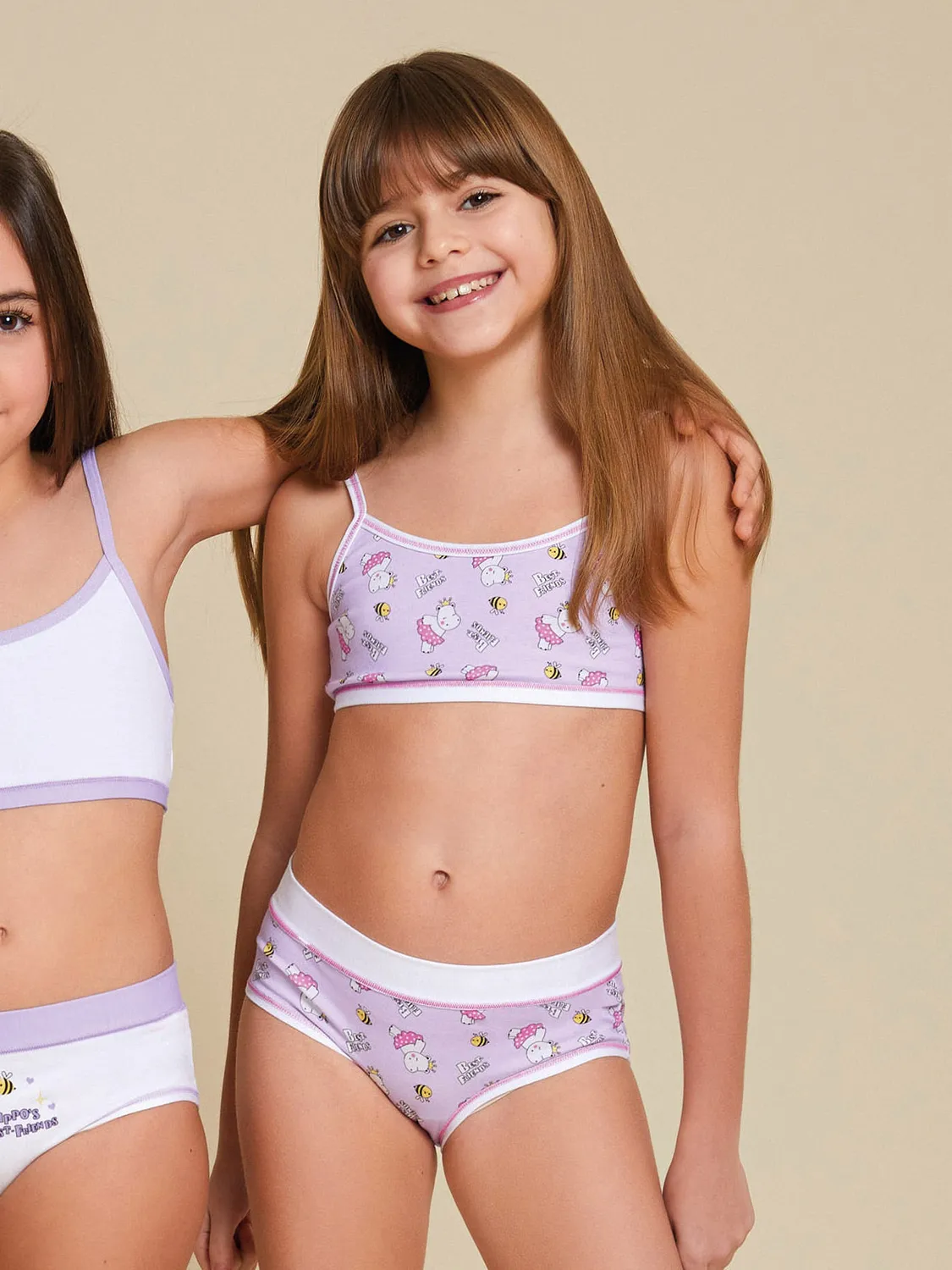 Jadea 852 coordinato intimo bambina cotone fantasia ippopotamo