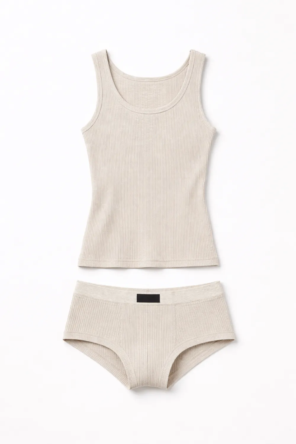 Rossoporpora coordinato costina leggera completo intimo beige melange