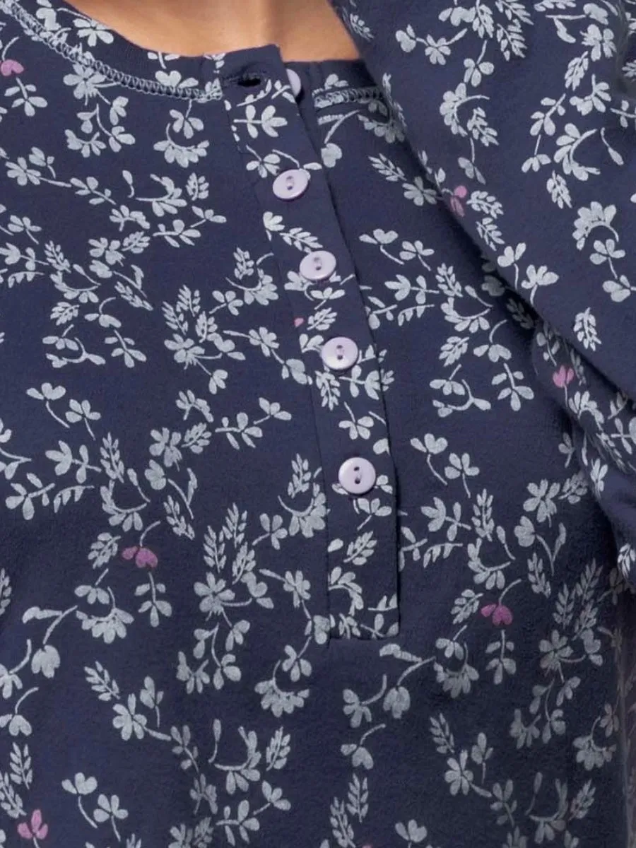 Si'èLei Ramelie RA16 pigiama donna caldo cotone blu floreale