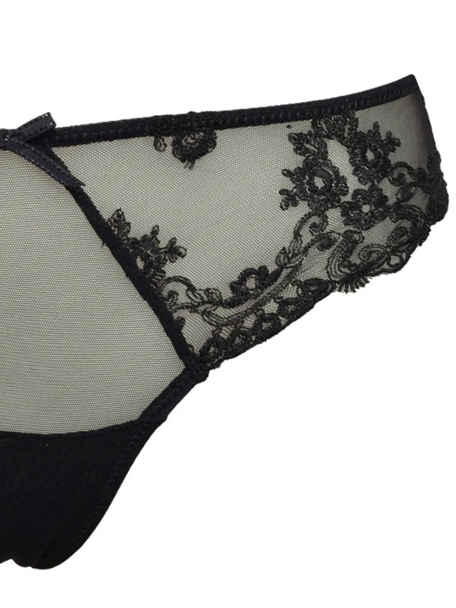 Si'èLei Glam 1943 Perizoma Tulle Ricamato Nero Invisibile